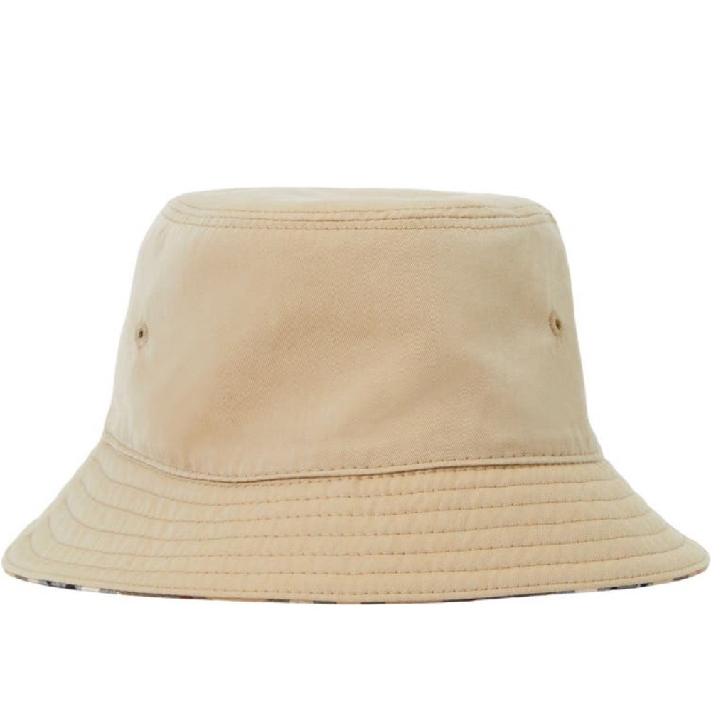 bucket hat that reverses from Burberry check to a solid hue.